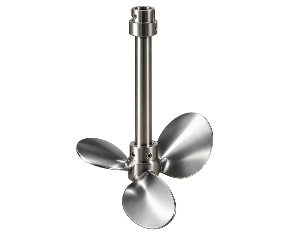 Three-blade marine type impeller and shaft